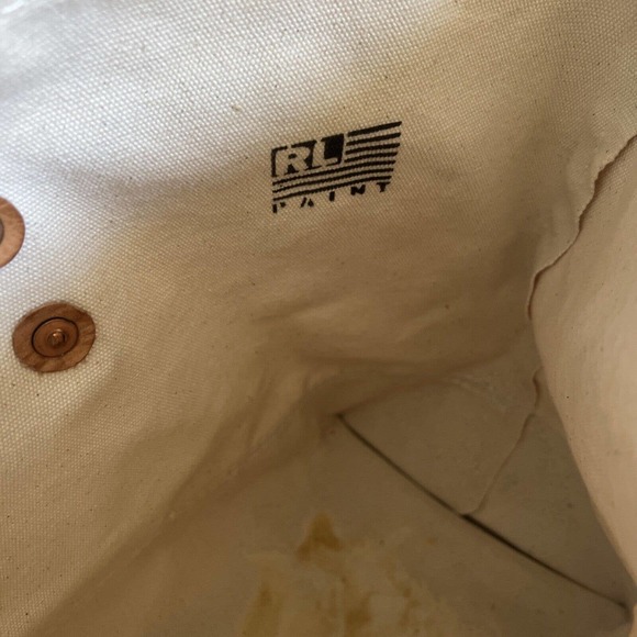 Vtg Ralph Lauren RL Paint Canvas leather strap tote bag RARE - Picture 4 of 7